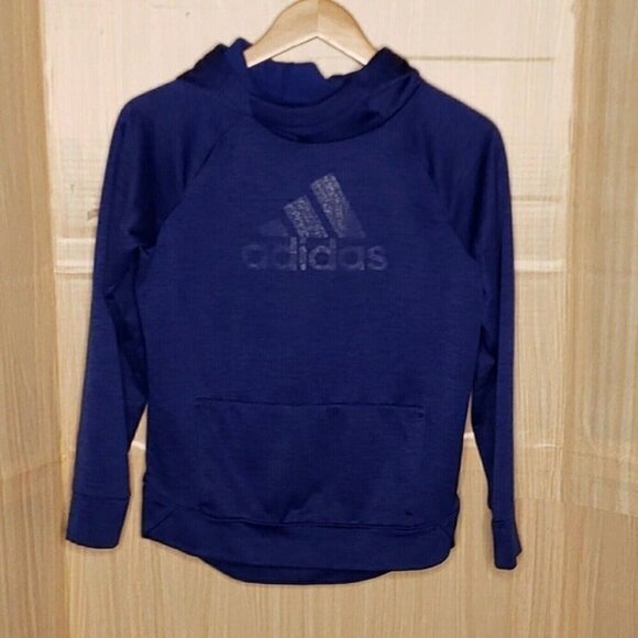 Adidas Girls Blue Tone On Tone Hooded Sweatshirt 16 - Picture 1 of 8